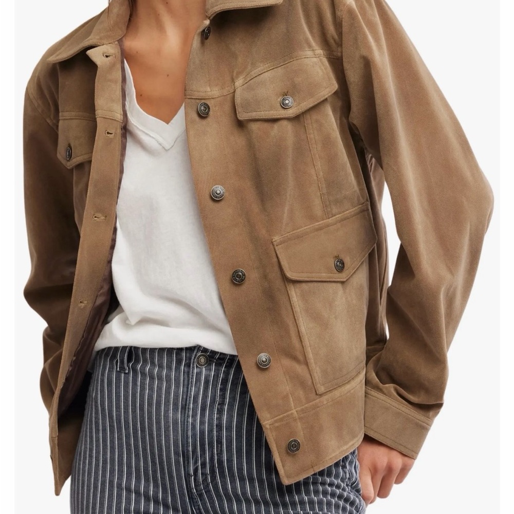 Free People Night Ranch Faux Suede Trucker Jacket